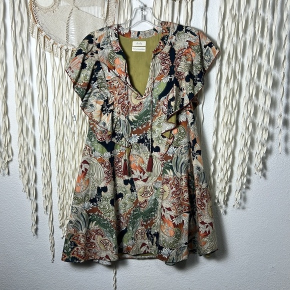 Chufy | Memories of Ancient Burma Flutter Sleeve Mini Dress Size Small - Picture 6 of 12